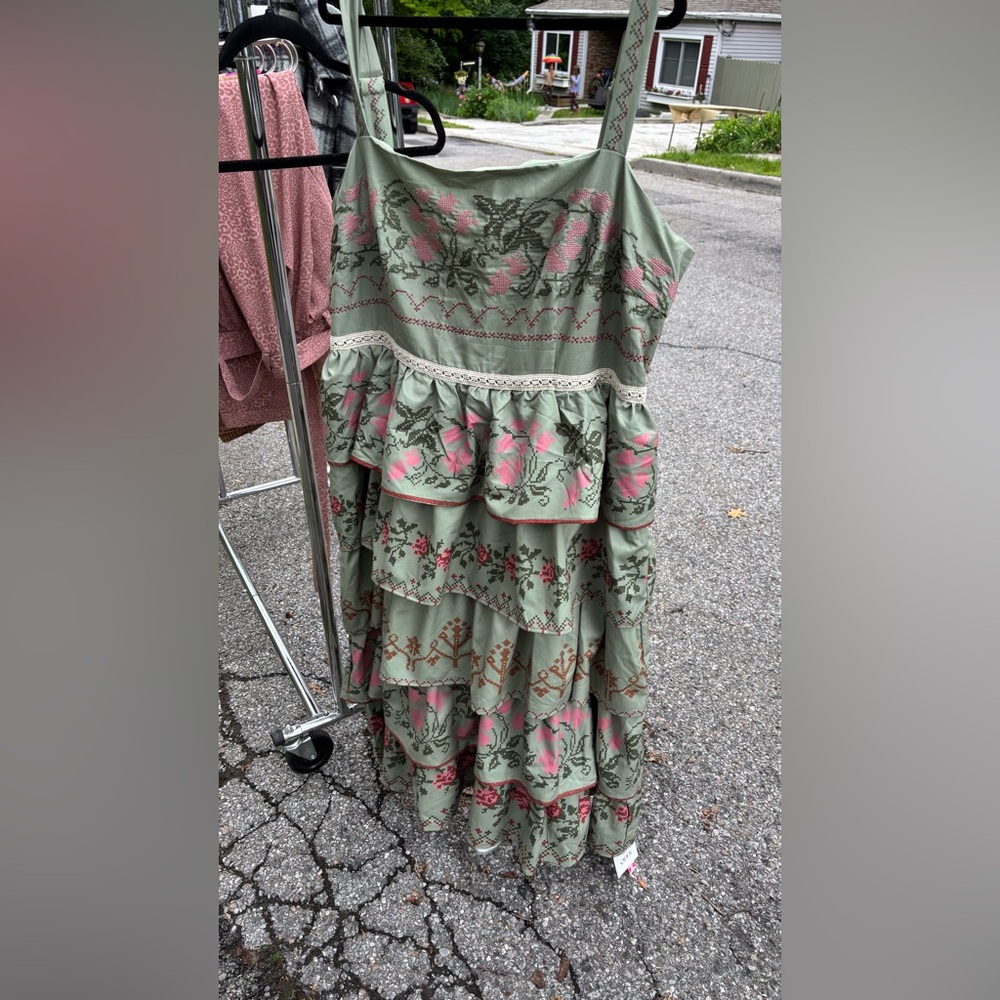 Cider ruffled embroidered dress
